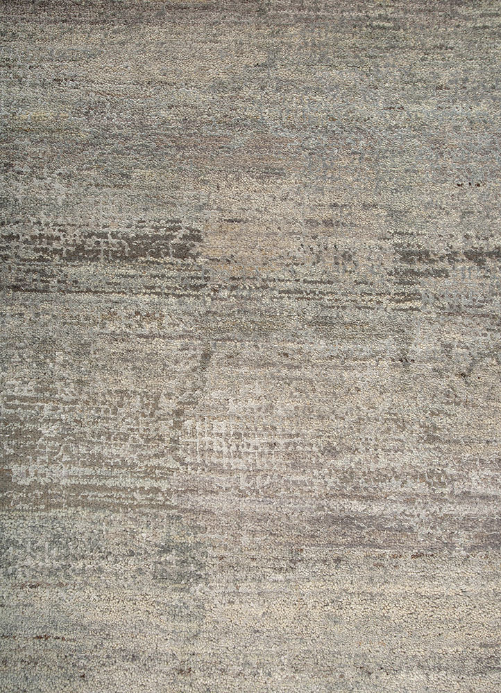 entropy blue wool and bamboo silk hand knotted Rug - CloseUp