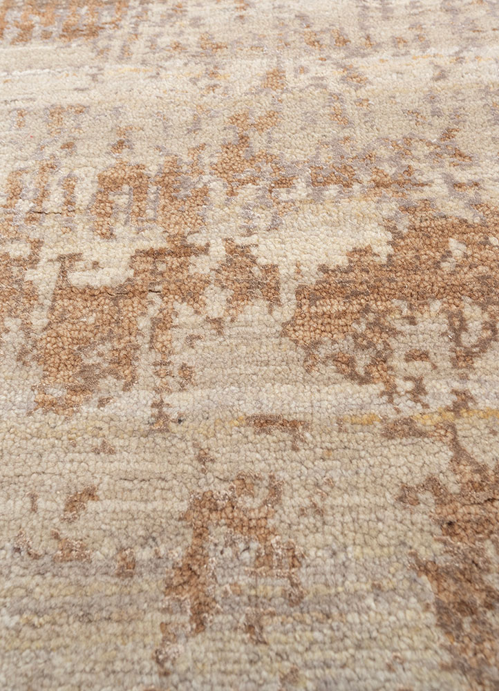 entropy ivory afghan wool and bamboo silk hand knotted Rug - CloseUp