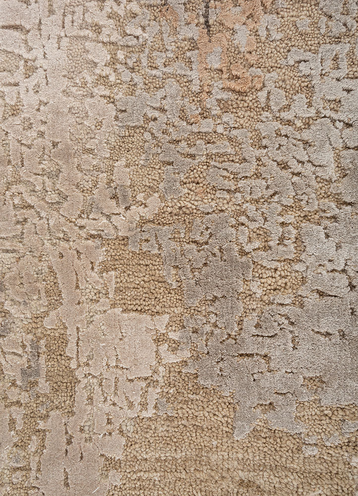 aprezo beige and brown wool and bamboo silk hand knotted Rug - CloseUp
