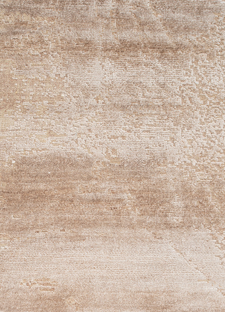 entropy ivory wool and bamboo silk hand knotted Rug - CloseUp