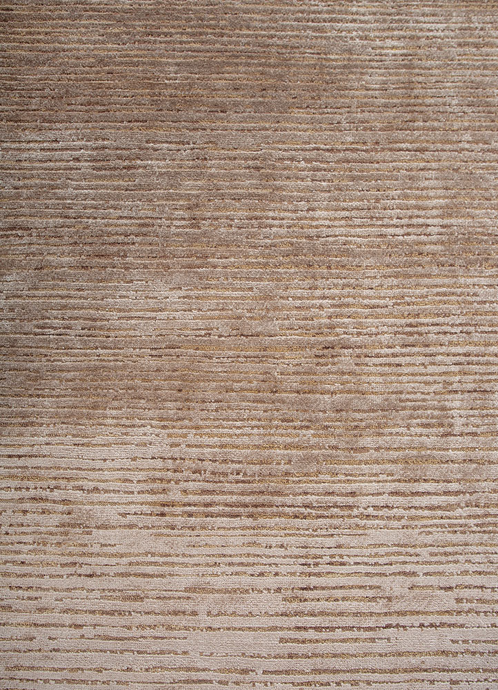 entropy beige and brown wool and bamboo silk hand knotted Rug - CloseUp