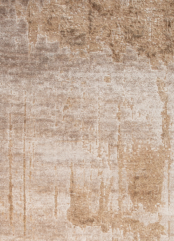 entropy ivory wool and bamboo silk hand knotted Rug - CloseUp
