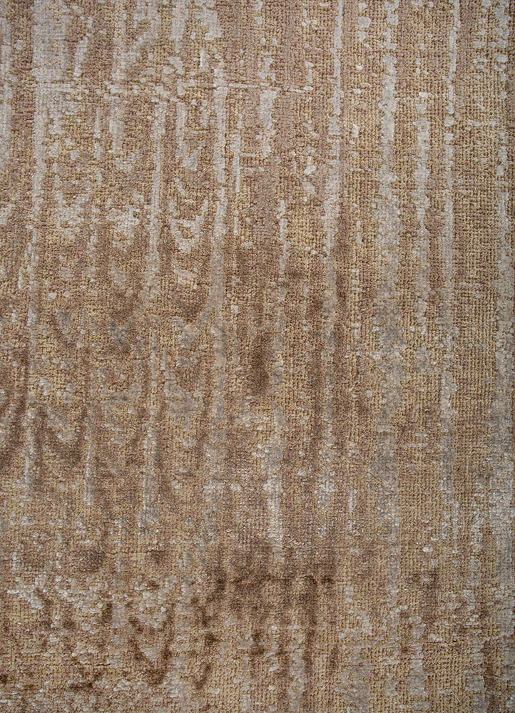 entropy ivory wool and bamboo silk hand knotted Rug - CloseUp