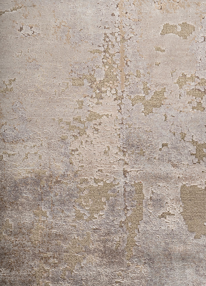 entropy ivory wool and bamboo silk hand knotted Rug - CloseUp