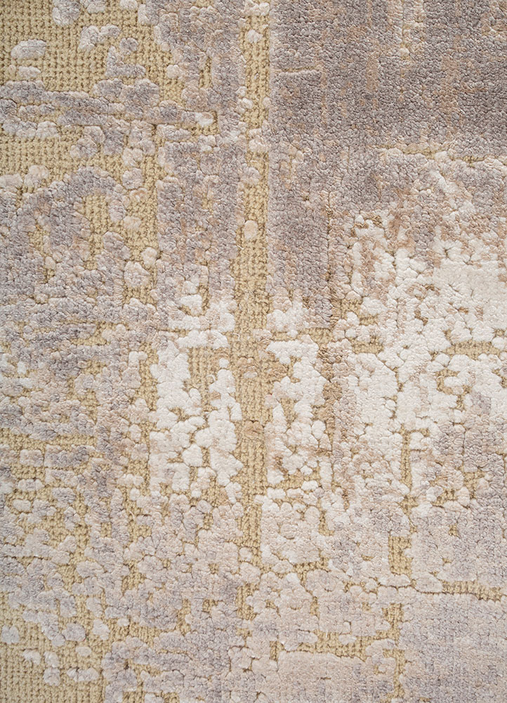 entropy ivory wool and bamboo silk hand knotted Rug - CloseUp