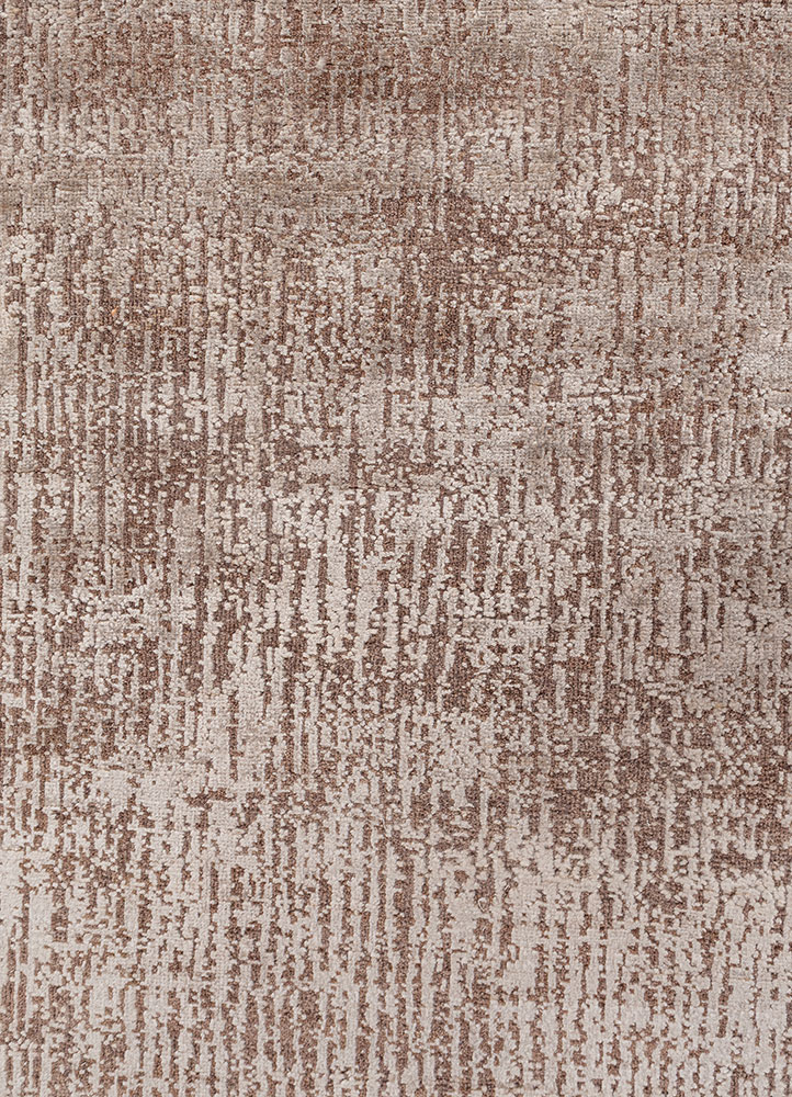 entropy ivory wool and bamboo silk hand knotted Rug - CloseUp