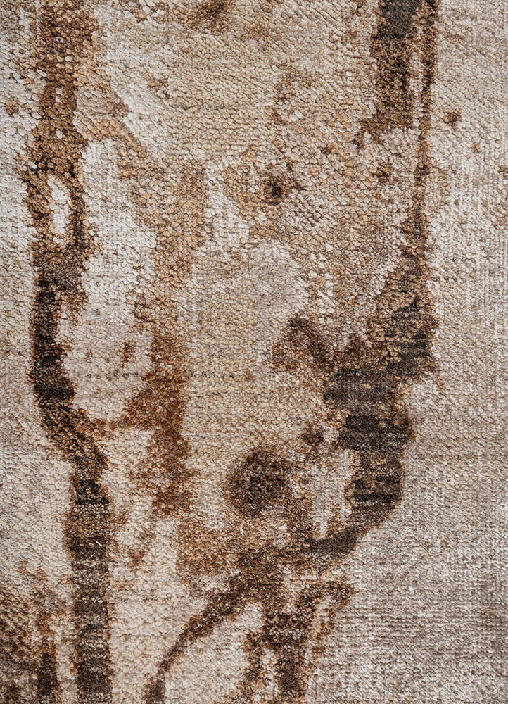 entropy ivory wool and bamboo silk hand knotted Rug - CloseUp