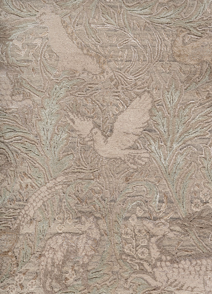 aprezo ivory wool and bamboo silk hand knotted Rug - CloseUp