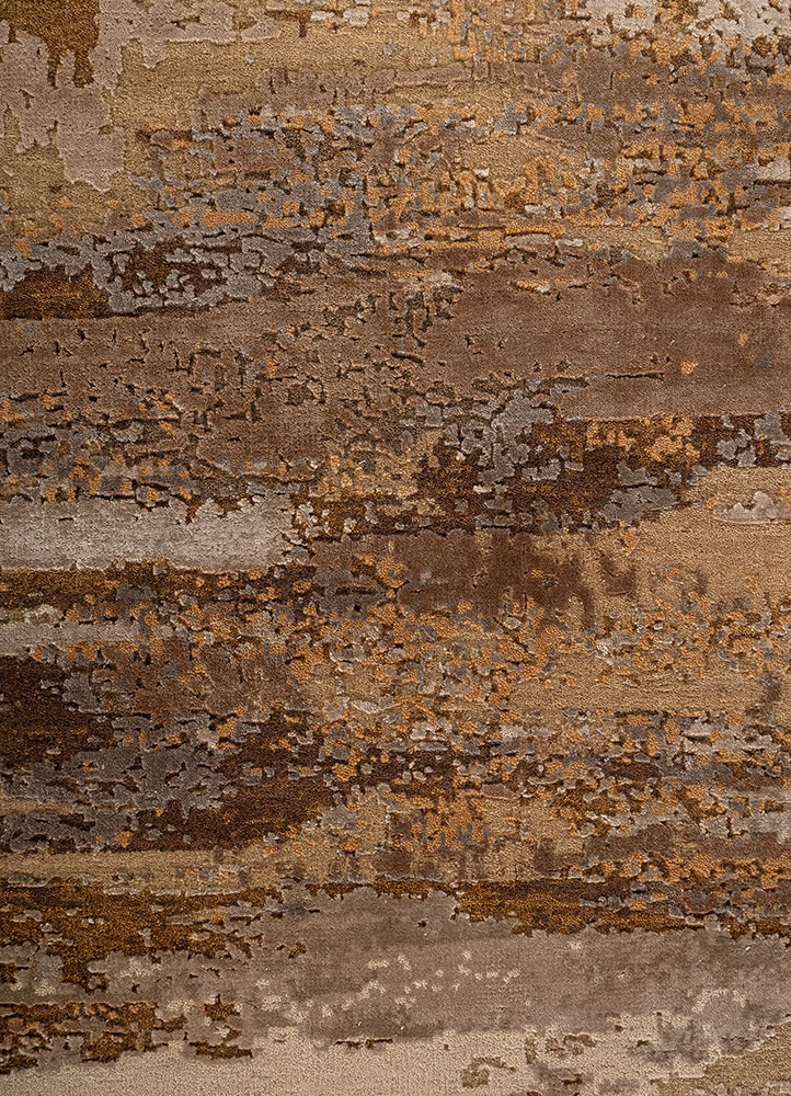 aprezo red and orange wool and bamboo silk hand knotted Rug - CloseUp