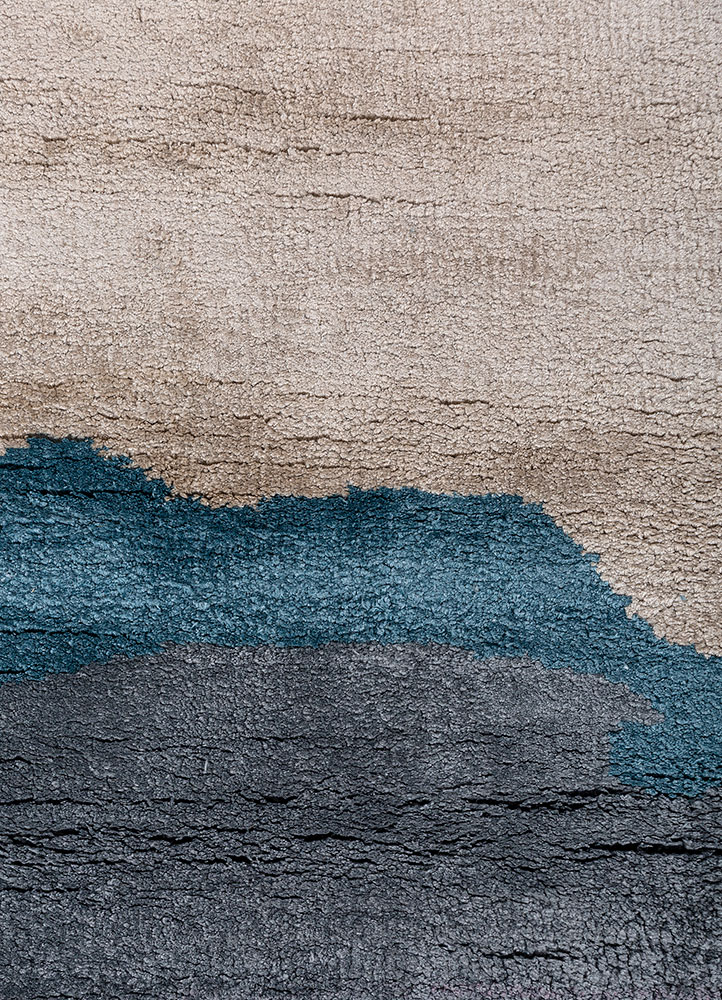 entropy ivory wool and bamboo silk hand knotted Rug - CloseUp
