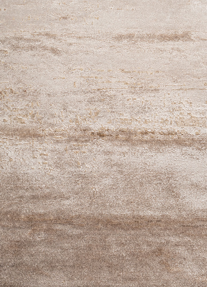 aprezo beige and brown wool and bamboo silk hand knotted Rug - CloseUp