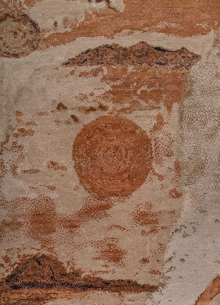 whispers of the desert ivory wool and bamboo silk hand knotted Rug - CloseUp