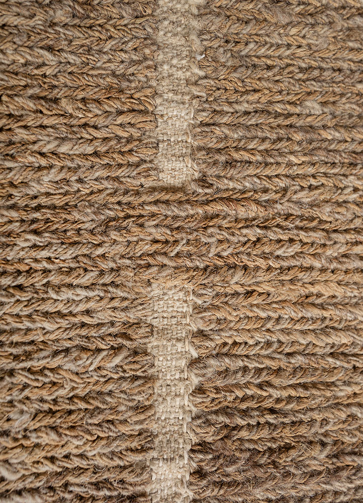 hula beige and brown jute and hemp hand knotted Rug - CloseUp