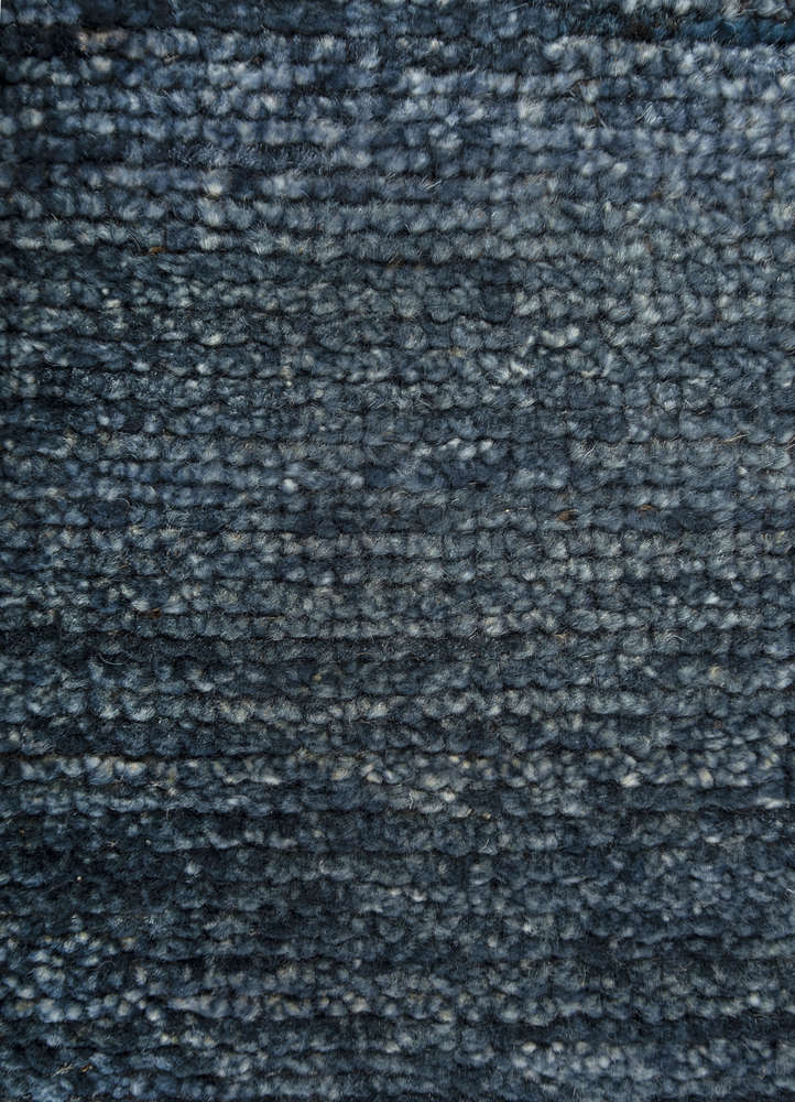 blythe blue wool hand knotted Rug - CloseUp