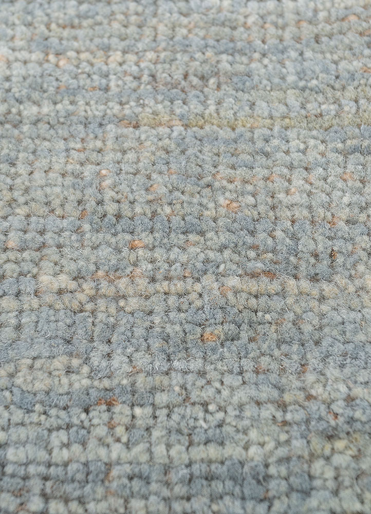 blythe blue afghan wool and jute hand knotted Rug - CloseUp