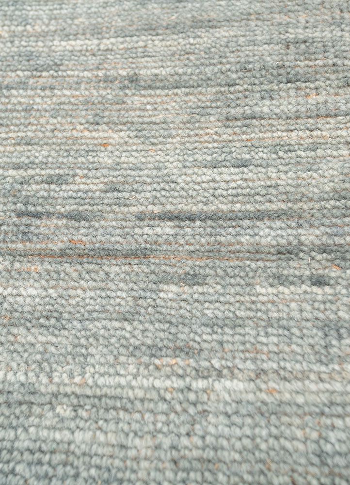 aprezo blue wool hand knotted Rug - CloseUp