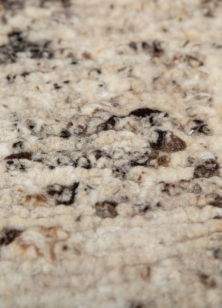 thyme beige and brown wool hand knotted Rug - CloseUp