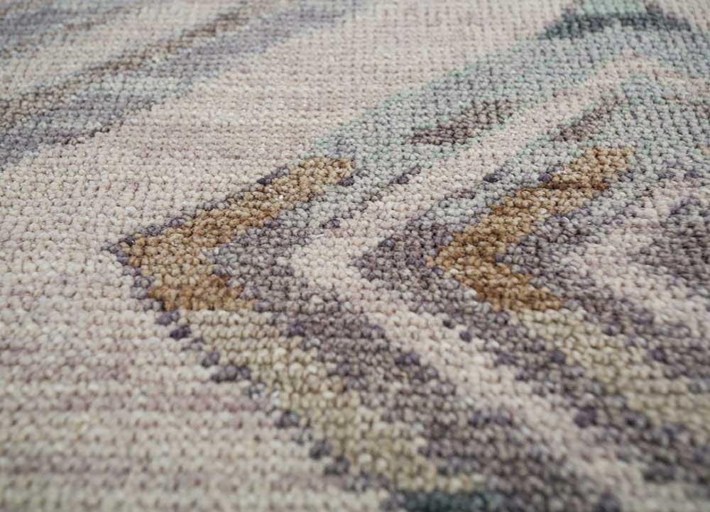 thyme ivory wool hand knotted Rug - CloseUp