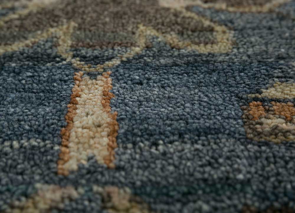 erbe blue wool hand knotted Rug - CloseUp