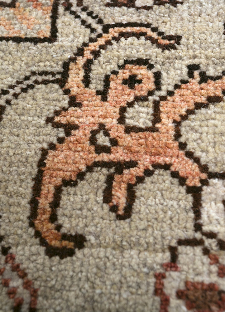 viscaya beige and brown afghan wool hand knotted Rug - CloseUp