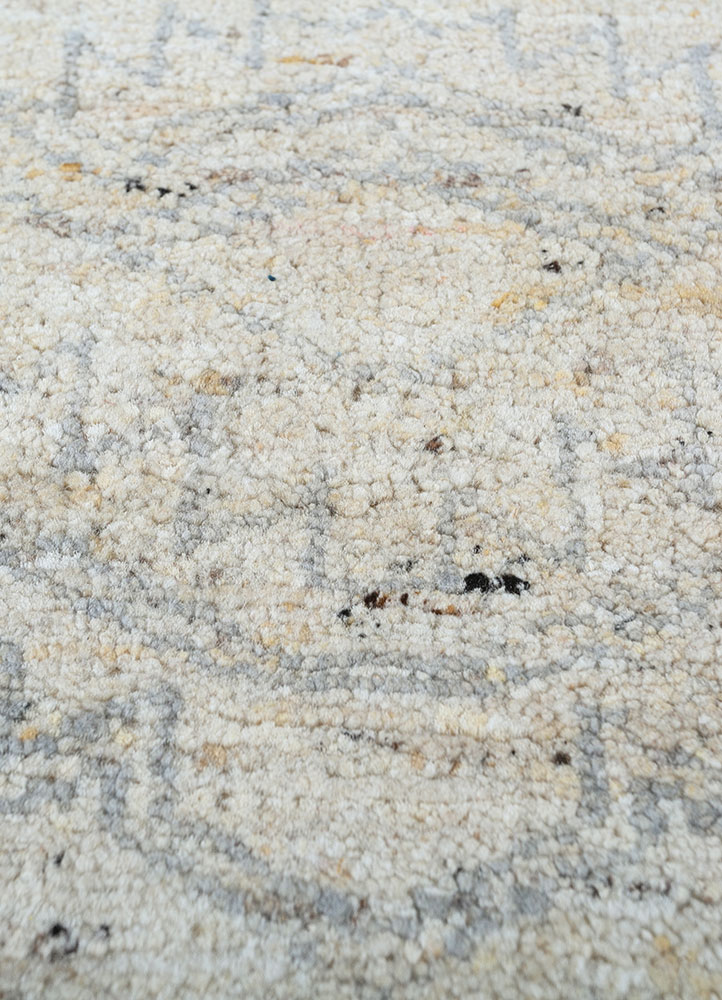 thyme beige and brown wool hand knotted Rug - CloseUp