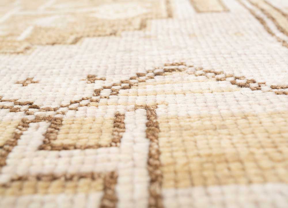 thyme ivory wool hand knotted Rug - CloseUp