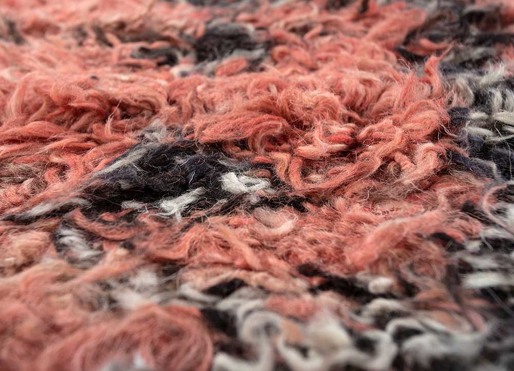 zuri red and orange afghan wool hand knotted Rug - CloseUp