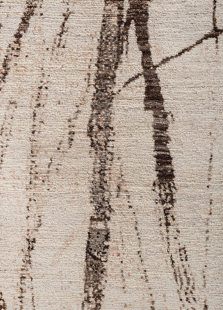entropy ivory wool hand knotted Rug - CloseUp