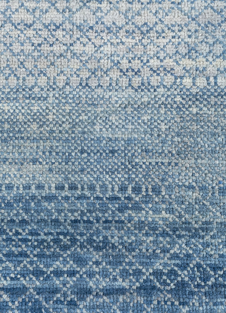 kairos blue wool hand knotted Rug - CloseUp