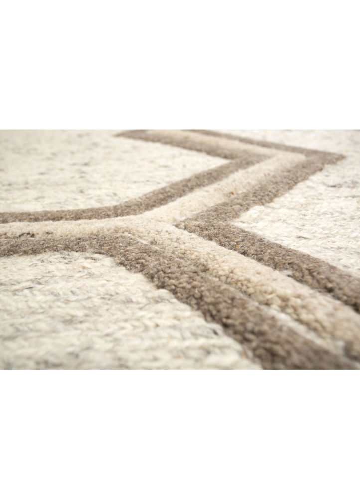 thyme ivory wool hand knotted Rug - CloseUp