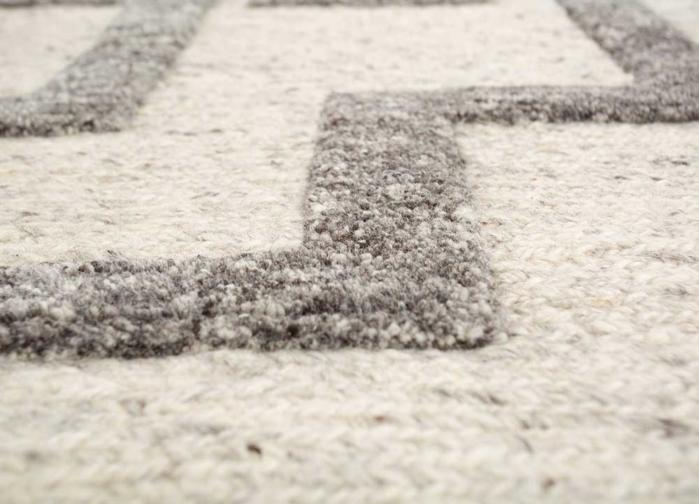 thyme ivory wool hand knotted Rug - CloseUp