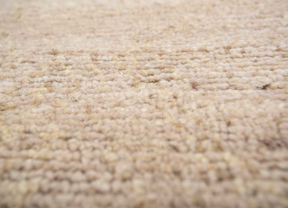 thyme beige and brown wool hand knotted Rug - CloseUp