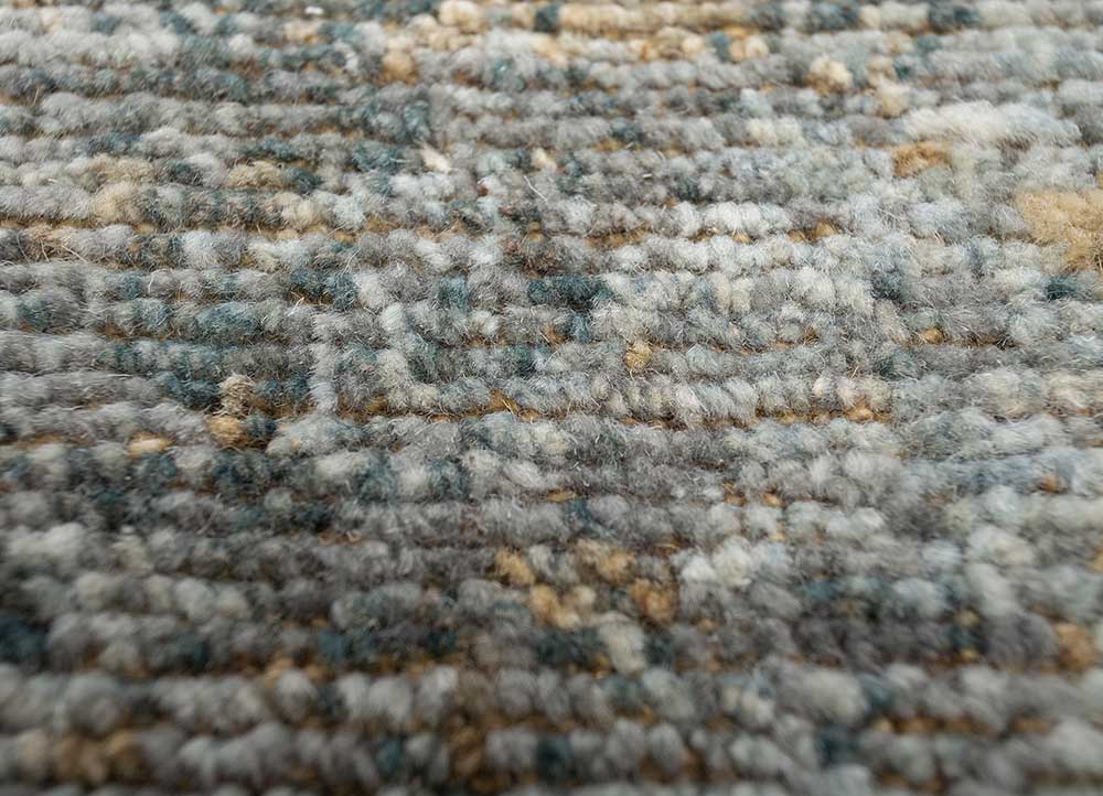 entropy blue wool hand knotted Rug - CloseUp