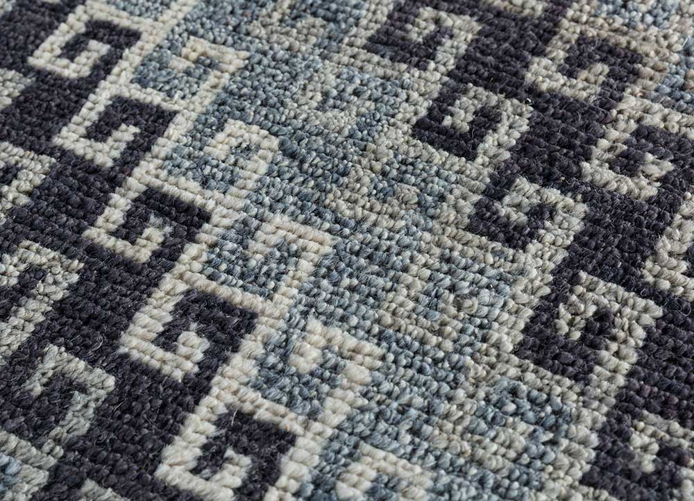 savana grey and black afghan wool hand knotted Rug - CloseUp