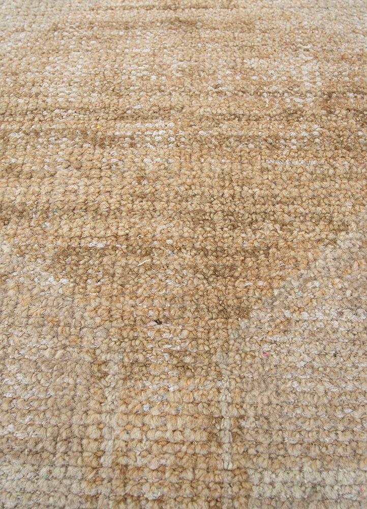 thyme beige and brown wool hand knotted Rug - CloseUp