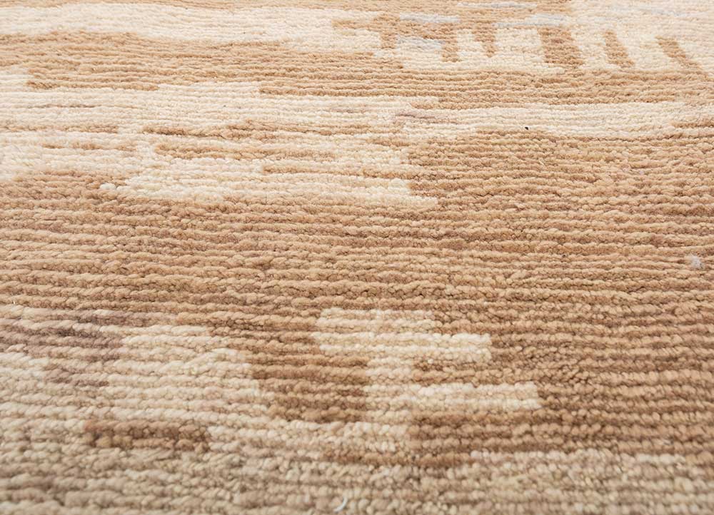 blythe beige and brown wool hand knotted Rug - CloseUp