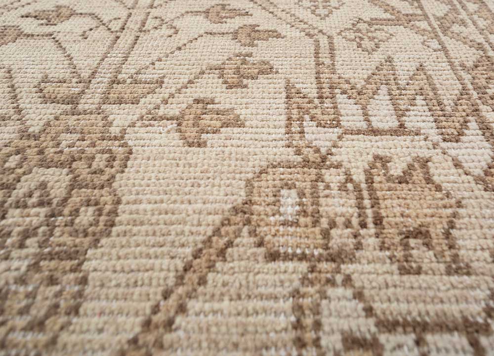 erbe beige and brown wool hand knotted Rug - CloseUp