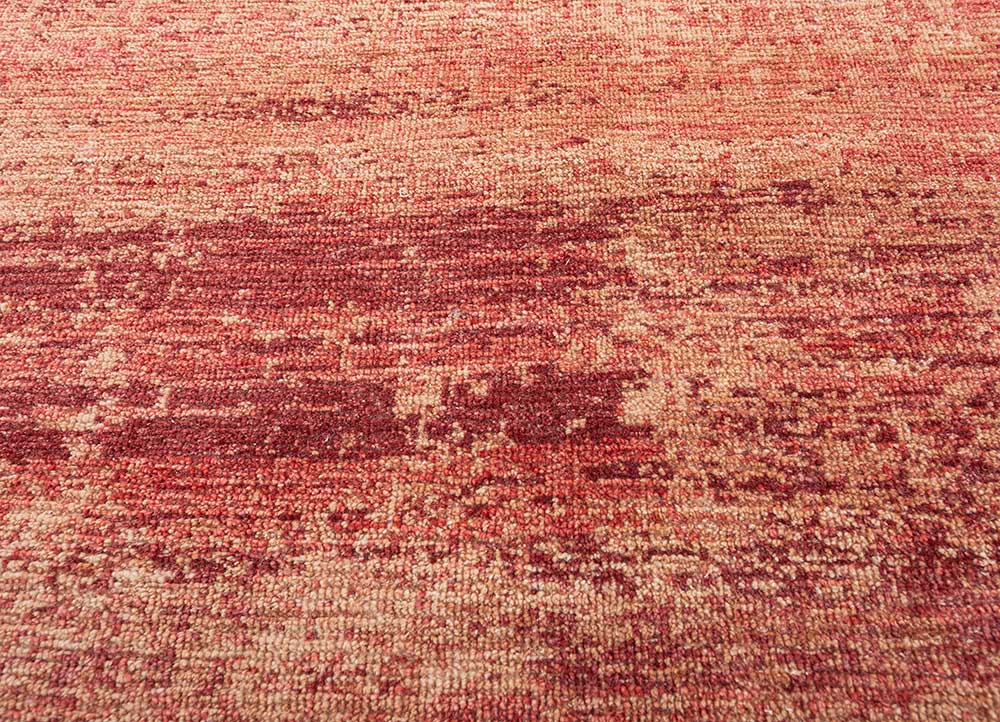 aprezo red and orange wool hand knotted Rug - CloseUp