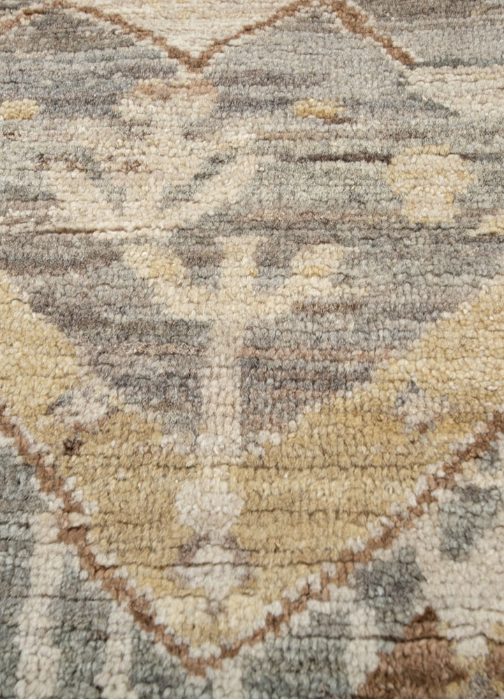 erbe gold afghan wool hand knotted Rug - CloseUp