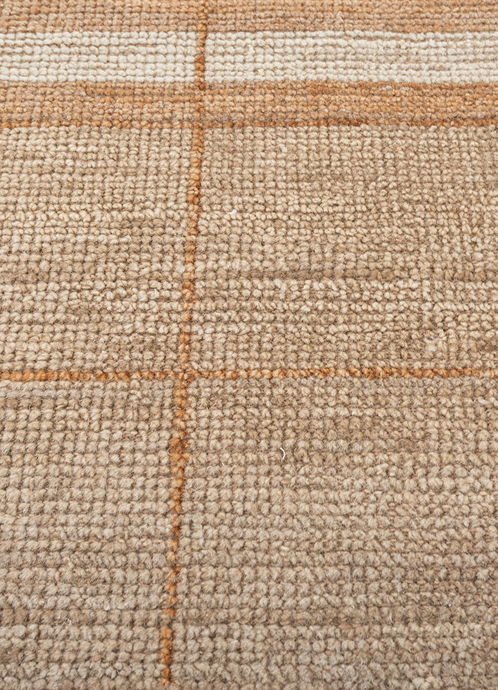 blythe beige and brown wool hand knotted Rug - CloseUp
