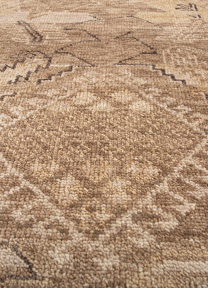 viscaya beige and brown wool hand knotted Rug - CloseUp