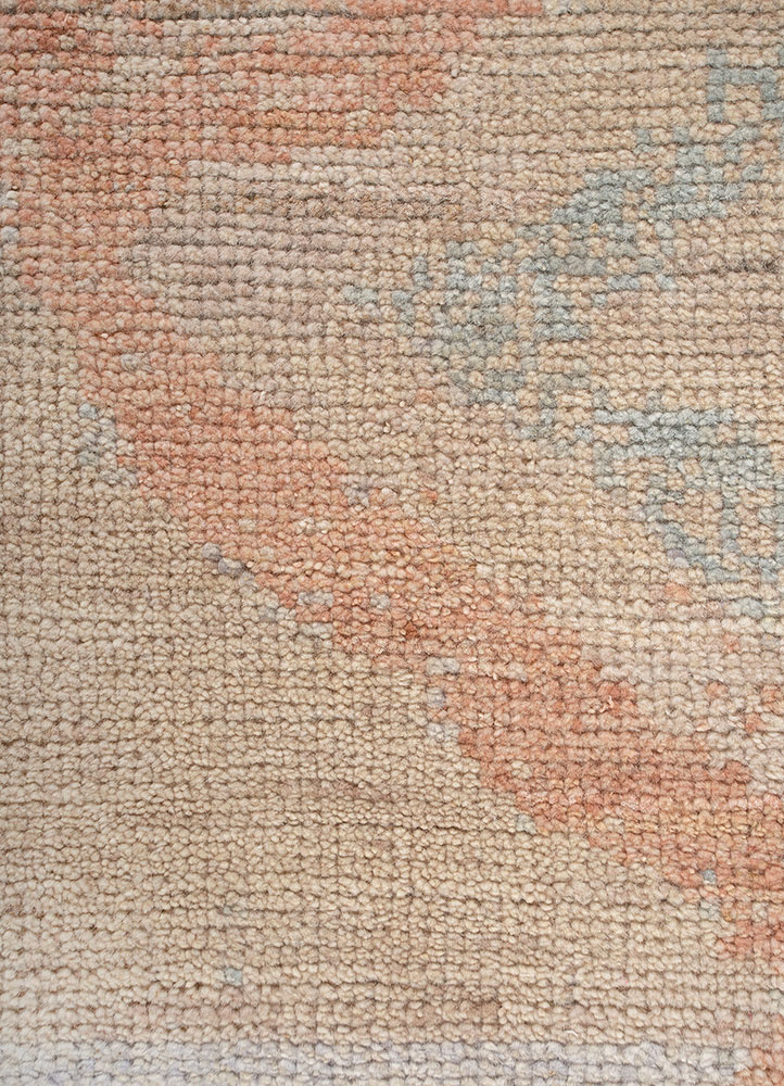 blythe beige and brown wool hand knotted Rug - CloseUp