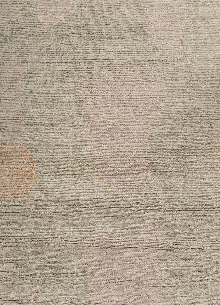 entropy green wool hand knotted Rug - CloseUp