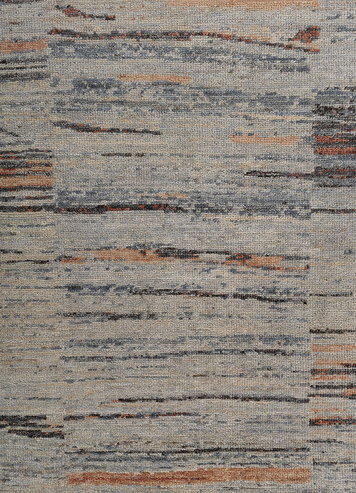 aprezo beige and brown wool hand knotted Rug - CloseUp