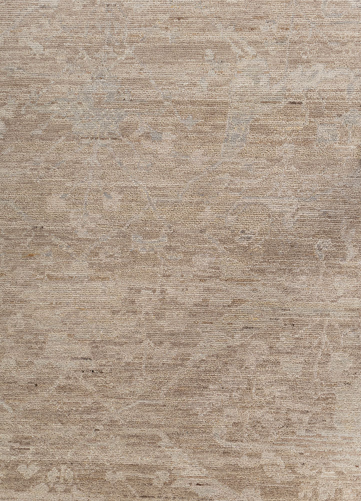 someplace in time beige and brown wool hand knotted Rug - CloseUp