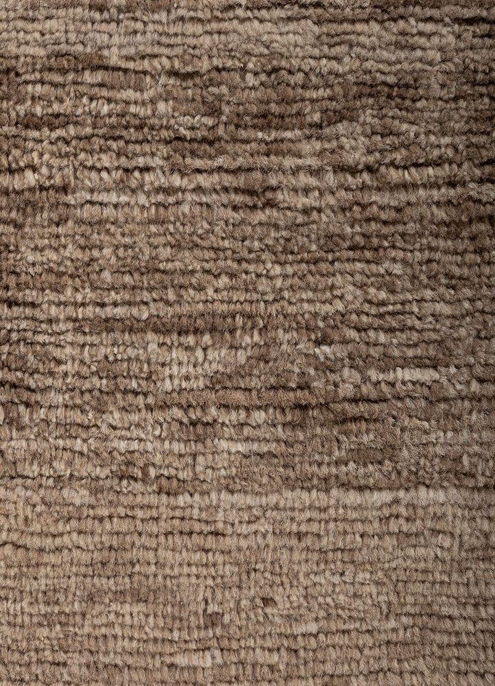 aprezo beige and brown wool hand knotted Rug - CloseUp
