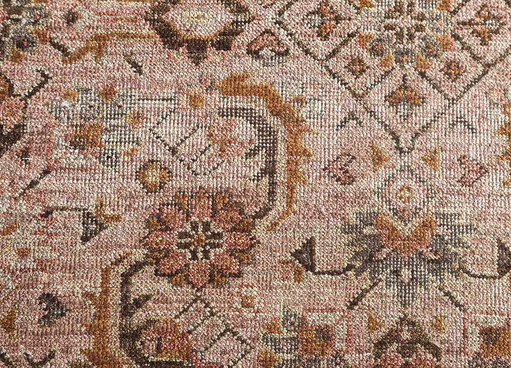 someplace in time red and orange afghan wool hand knotted Rug - CloseUp