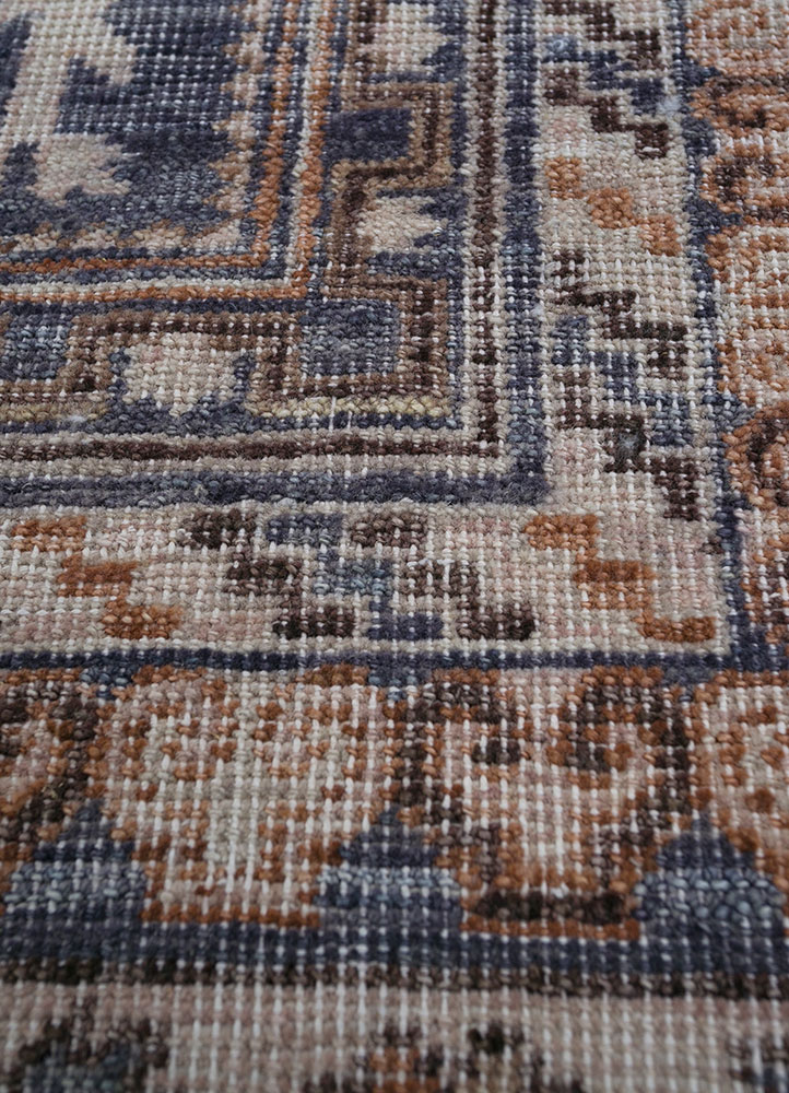 viscaya blue wool hand knotted Rug - CloseUp