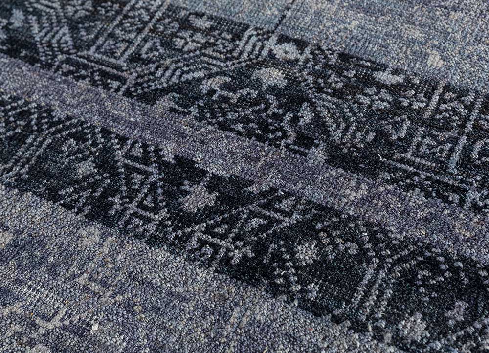 viscaya grey and black afghan wool hand knotted Rug - CloseUp