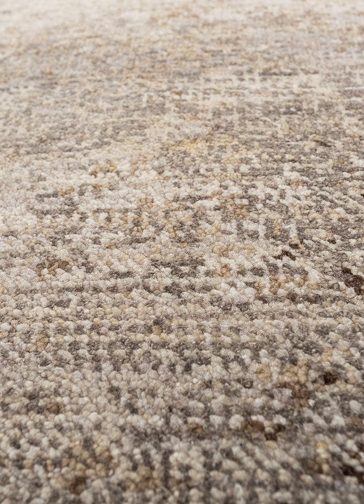 afterglow by kavi ivory afghan wool and silk hand knotted Rug - CloseUp
